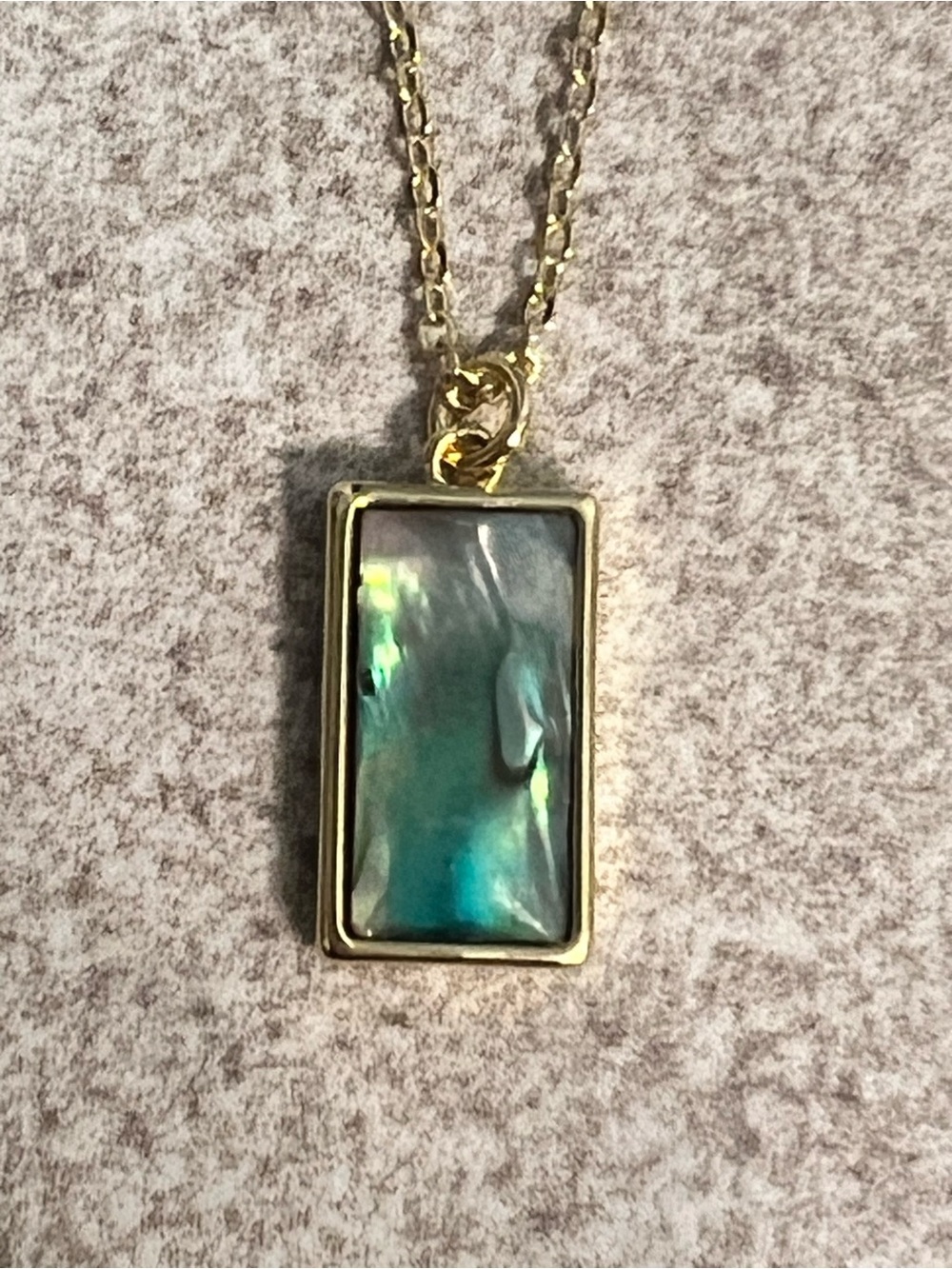 Gold Rectangular Abalone Shell Pendant Necklace